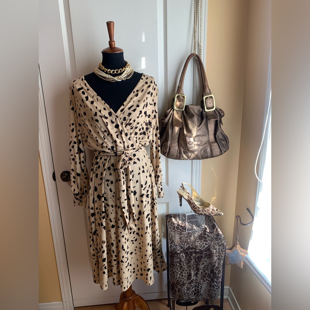 H&M subtle animal print wrap top dress